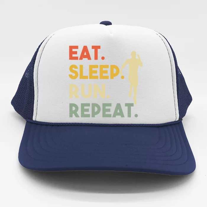 Retro Training Motivation Running Lover Eat Sleep Run Repeat Gift Trucker Hat