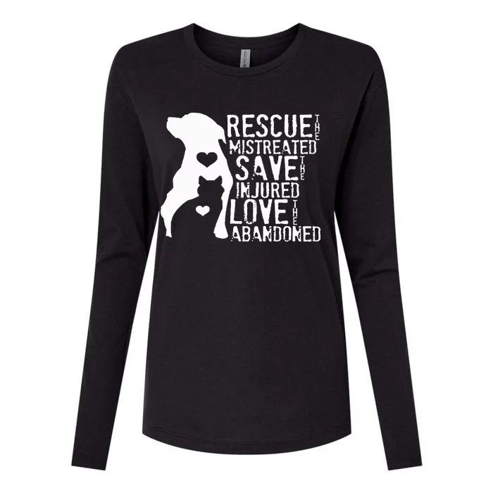 Rescue The Mistreated Save The Injured Love The Abandoned Womens Cotton Relaxed Long Sleeve T-Shirt