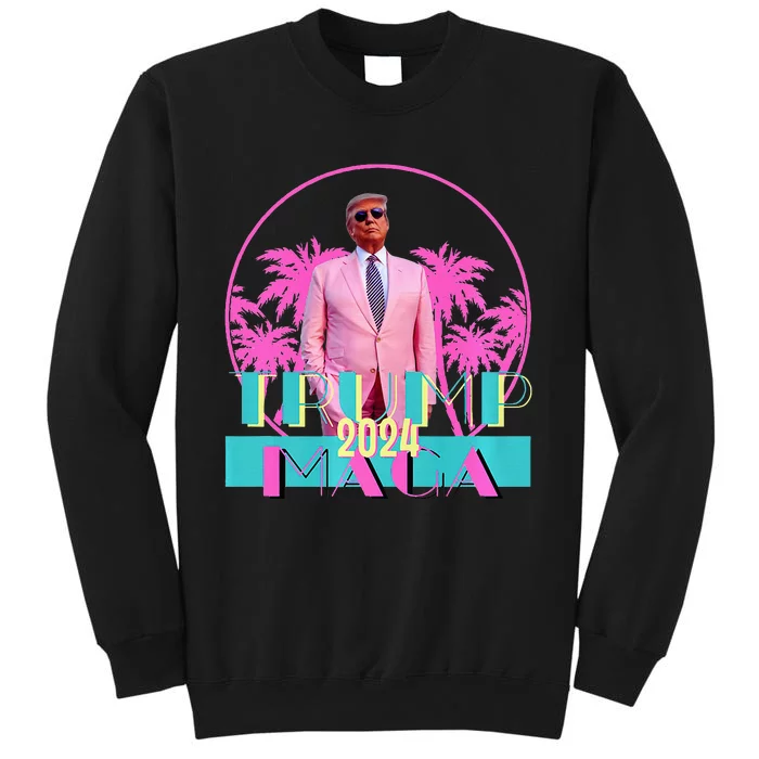 Retro Trump Mania 90s Beach Vibes Vintage Election Premium Tall Sweatshirt