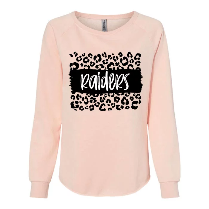 Raiders Team Mascot School Spirit Game Night Leopard Print Gift Womens California Wash Sweatshirt