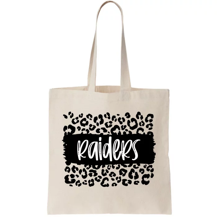 Raiders Team Mascot School Spirit Game Night Leopard Print Gift Tote Bag