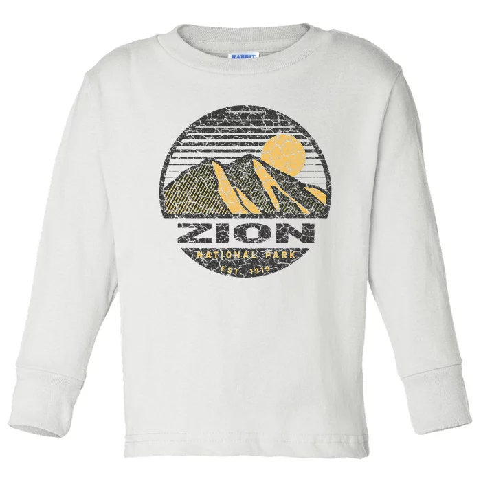 Road Trip Mount Zion National Park Utah Mountain Sunset Art Toddler Long Sleeve Shirt