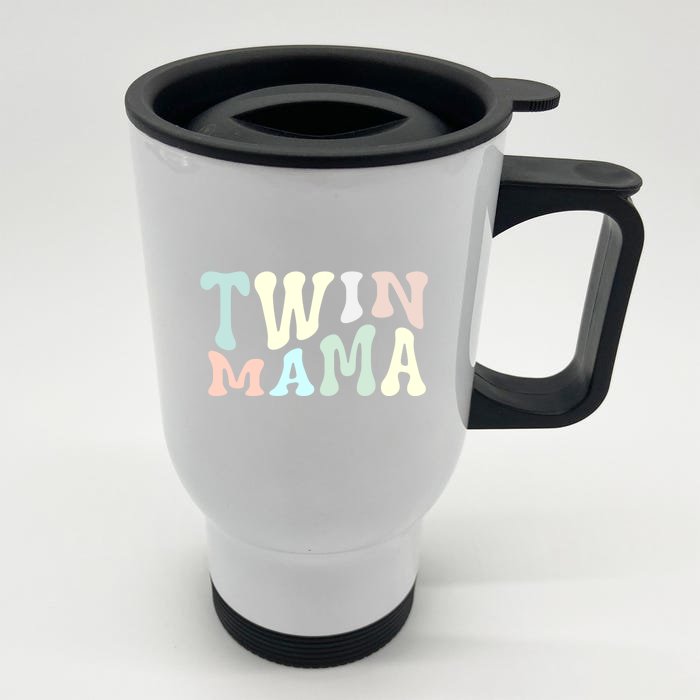 Retro Twin Mama Twin Mom Established Mom Motherhood Gift Front & Back Stainless Steel Travel Mug