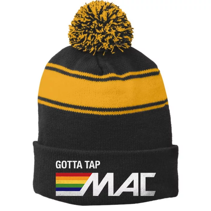 Retro Tap Mac Atm Pennsylvania Stripe Pom Pom Beanie