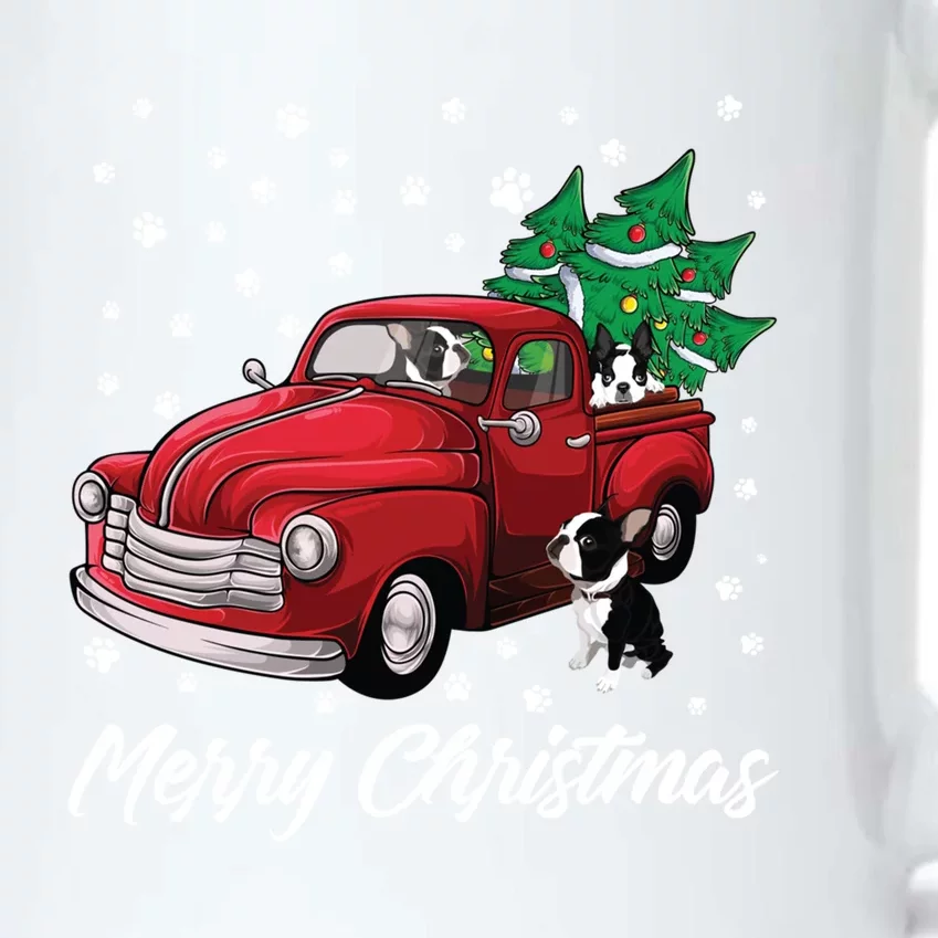 Red Truck Merry Christmas Tree Boston Terrier Dog Christmas Gift Black Color Changing Mug