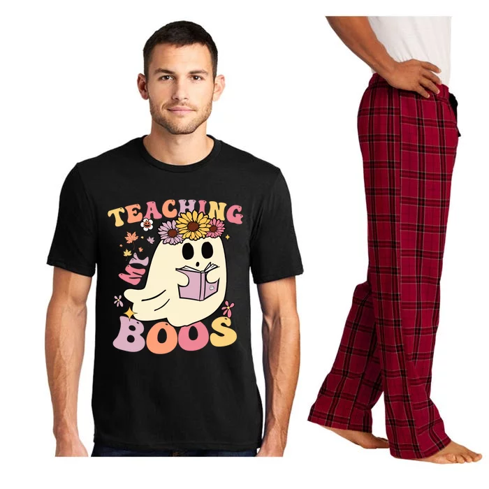 Retro Teaching My Boos Cute Floral Ghost Halloween Teacher Meaningful Gift Pajama Set