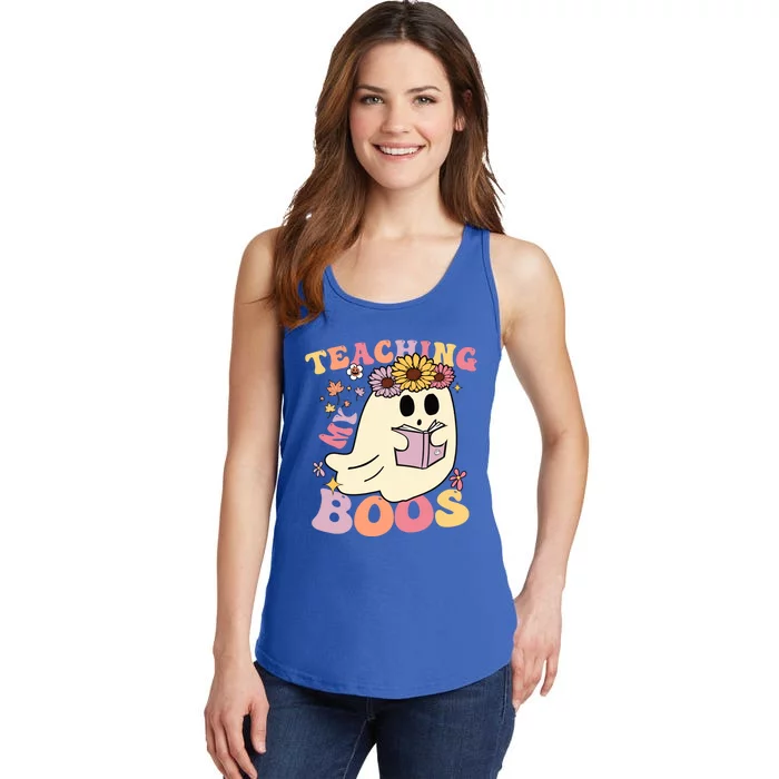 Retro Teaching My Boos Cute Floral Ghost Halloween Teacher Meaningful Gift Ladies Essential Tank