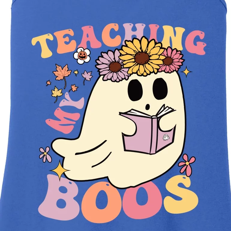 Retro Teaching My Boos Cute Floral Ghost Halloween Teacher Meaningful Gift Ladies Essential Tank