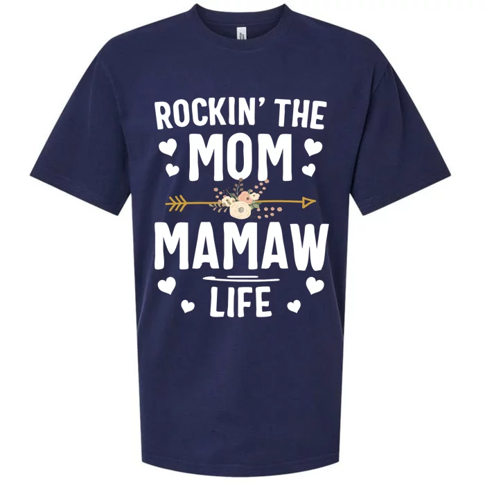 Rockin' The Mom And Mamaw Life Mothers Day Gift Sueded Cloud Jersey T-Shirt