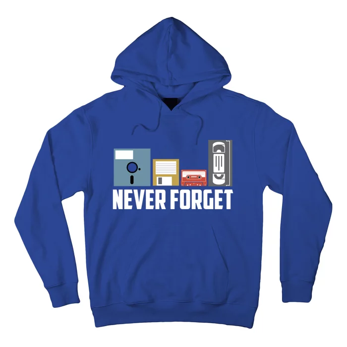 Retro Tech Never Forget Floppy Disk Gift 80s Nostalgia Hoodie