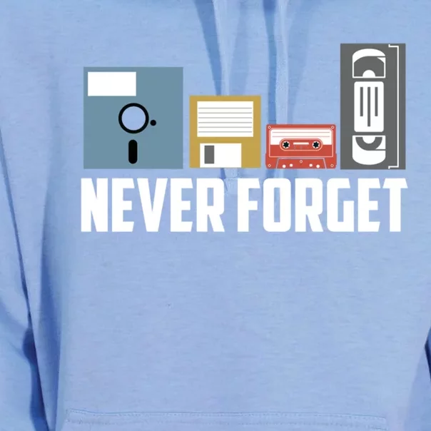 Retro Tech Never Forget Floppy Disk Gift 80s Nostalgia Unisex Surf Hoodie