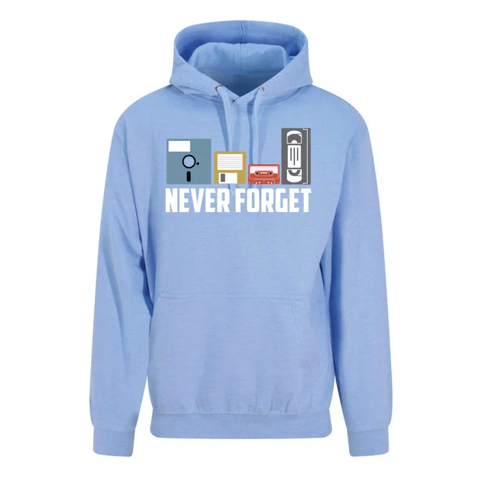 Retro Tech Never Forget Floppy Disk Gift 80s Nostalgia Unisex Surf Hoodie