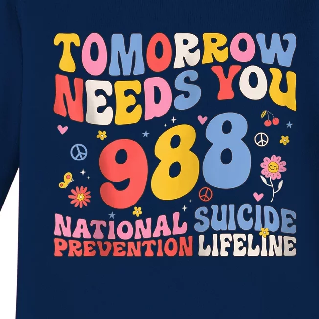 Retro Tomorrow Needs You 988 Suicide Prevention Awareness Zip Hoodie Baby Long Sleeve Bodysuit