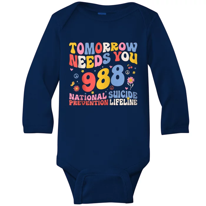 Retro Tomorrow Needs You 988 Suicide Prevention Awareness Zip Hoodie Baby Long Sleeve Bodysuit