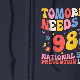 Retro Tomorrow Needs You 988 Suicide Prevention Awareness Zip Hoodie Full Zip Hoodie