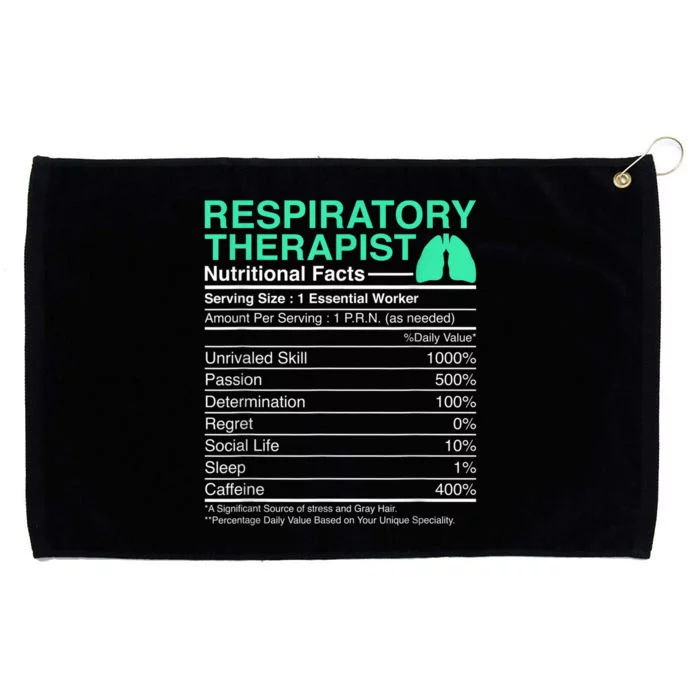 Respiratory Therapist Nutritional Facts Lungs Therapy Grommeted Golf Towel