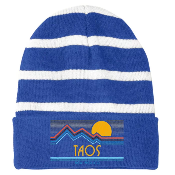 Retro Taos New Mexico Striped Beanie with Solid Band