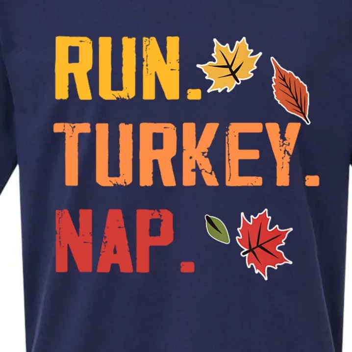 Run Turkey Nap Thanksgiving Funny Turkey Trot Running Sueded Cloud Jersey T-Shirt