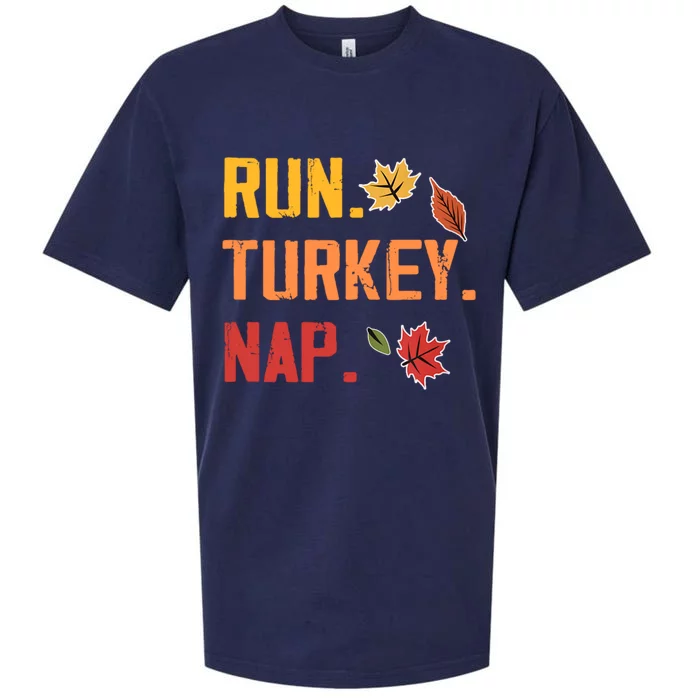 Run Turkey Nap Thanksgiving Funny Turkey Trot Running Sueded Cloud Jersey T-Shirt