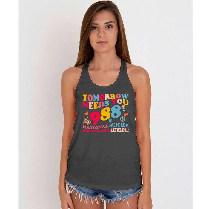 Retro Tomorrow Needs You 988 Suicide Prevention Women's Knotted Racerback Tank