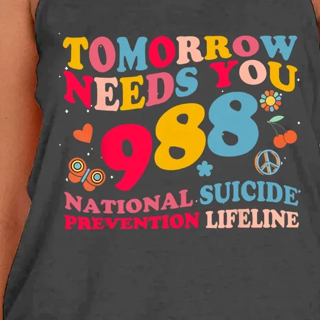 Retro Tomorrow Needs You 988 Suicide Prevention Women's Knotted Racerback Tank