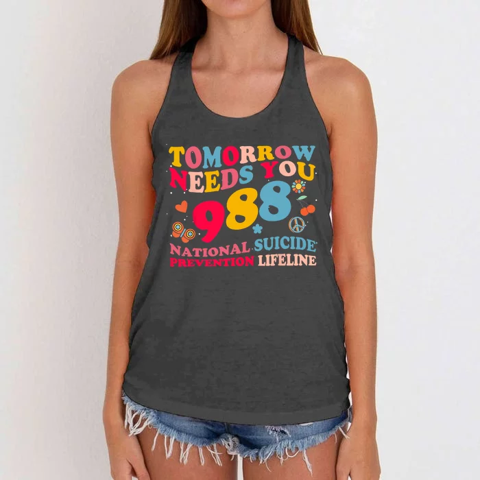 Retro Tomorrow Needs You 988 Suicide Prevention Women's Knotted Racerback Tank