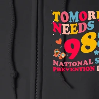 Retro Tomorrow Needs You 988 Suicide Prevention Full Zip Hoodie