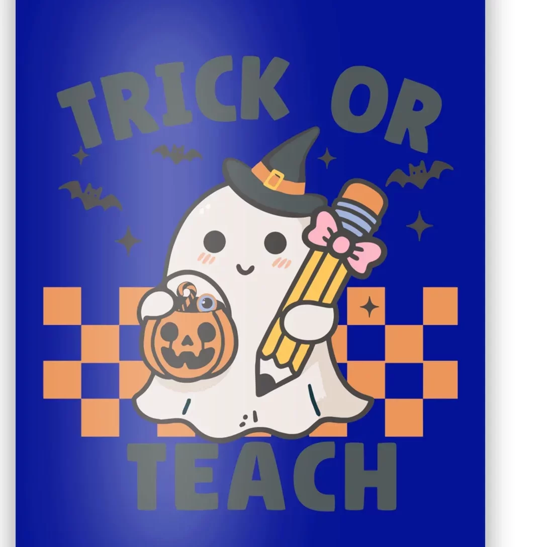 Retro Trick Or Teach Halloween Teacher Ghost Spooky Season Gift Poster