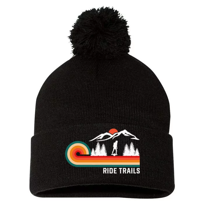 Ride Trails Onewheel Retro Vintage One Wheel Pom Pom 12in Knit Beanie