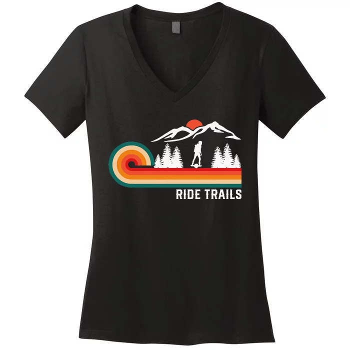 Ride Trails Onewheel Retro Vintage One Wheel Women's V-Neck T-Shirt