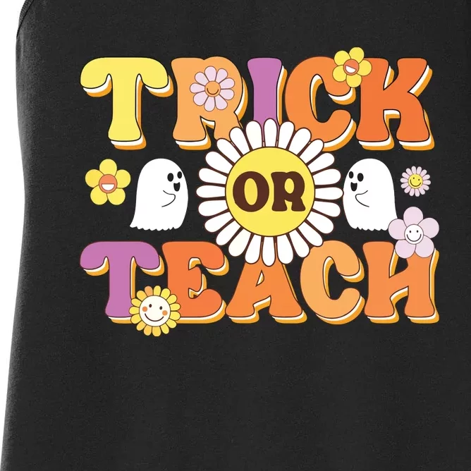 Retro Trick Or Teach Ghost Teacher Halloween Costume Women's Racerback Tank