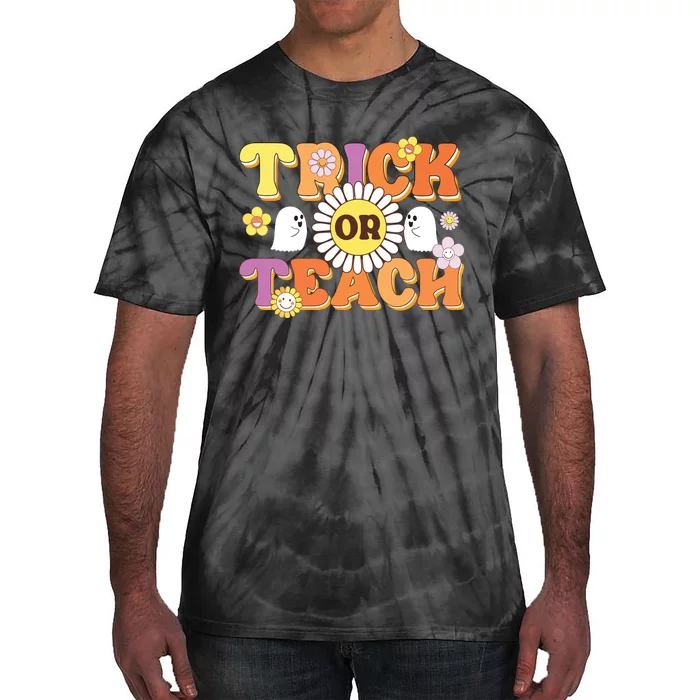 Retro Trick Or Teach Ghost Teacher Halloween Costume Tie-Dye T-Shirt