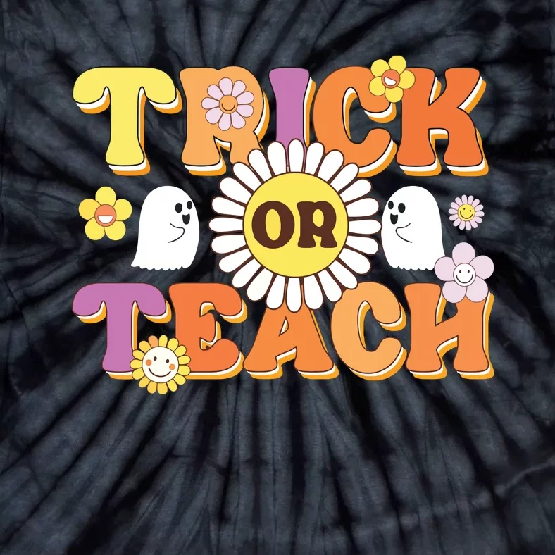 Retro Trick Or Teach Ghost Teacher Halloween Costume Tie-Dye T-Shirt