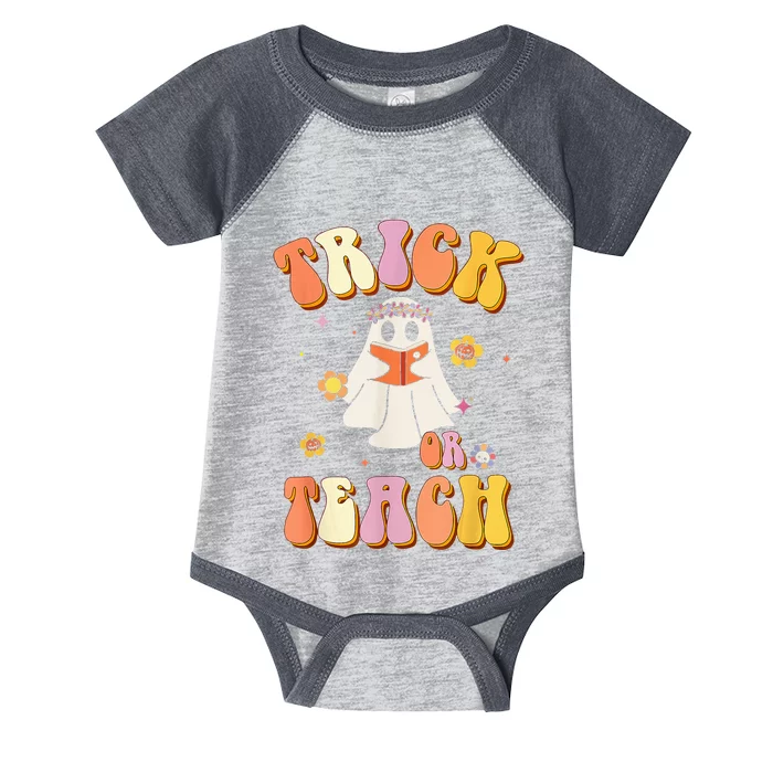 Retro Trick Or Teach Funny Halloween Design Infant Baby Jersey Bodysuit