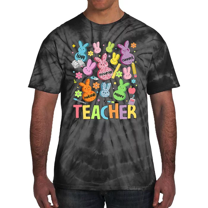 Retro Teacher Of Sweet Bunny Cute Teacher Easter Day Tie-Dye T-Shirt