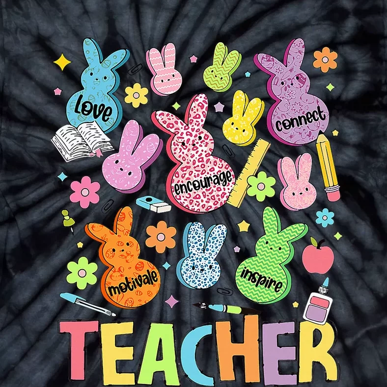 Retro Teacher Of Sweet Bunny Cute Teacher Easter Day Tie-Dye T-Shirt