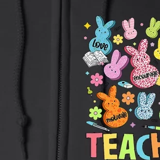 Retro Teacher Of Sweet Bunny Cute Teacher Easter Day Full Zip Hoodie