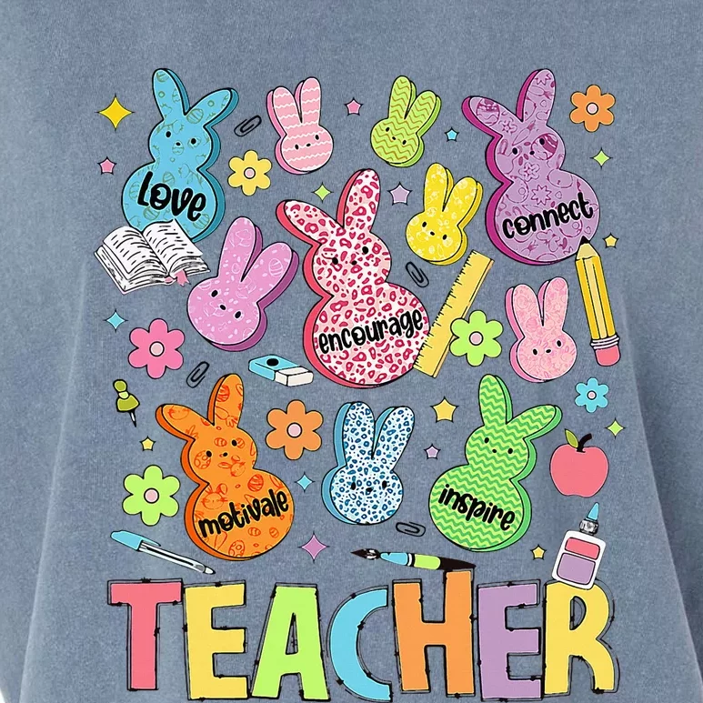 Retro Teacher Of Sweet Bunny Cute Teacher Easter Day Garment-Dyed Women's Muscle Tee