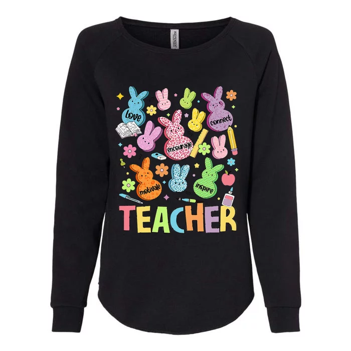 Retro Teacher Of Sweet Bunny Cute Teacher Easter Day Womens California Wash Sweatshirt