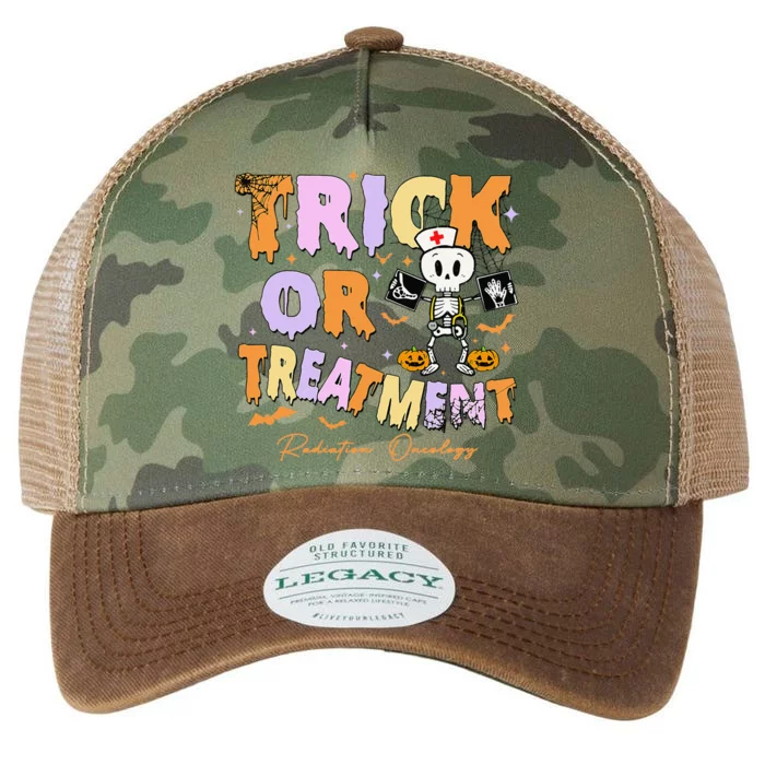 Retro Trick Or Treatment Radiation Oncology Xray Halloween Legacy Tie Dye Trucker Hat