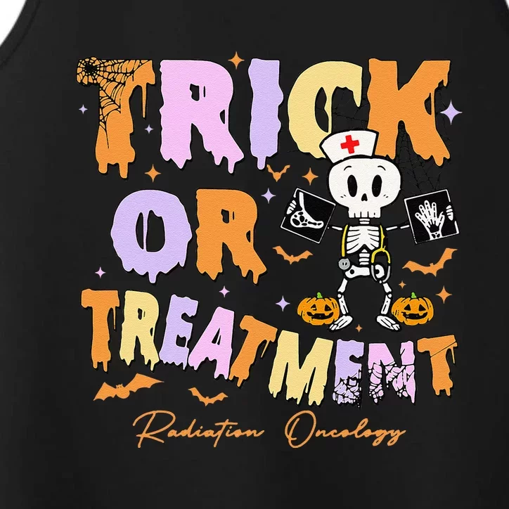 Retro Trick Or Treatment Radiation Oncology Xray Halloween Performance Tank