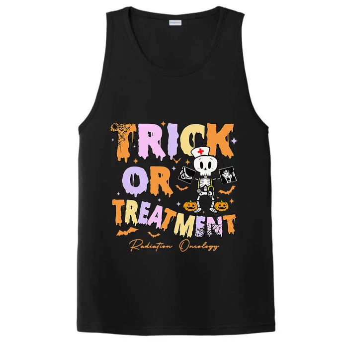 Retro Trick Or Treatment Radiation Oncology Xray Halloween Performance Tank