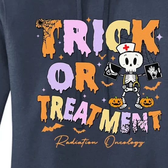 Retro Trick Or Treatment Radiation Oncology Xray Halloween Women's Pullover Hoodie