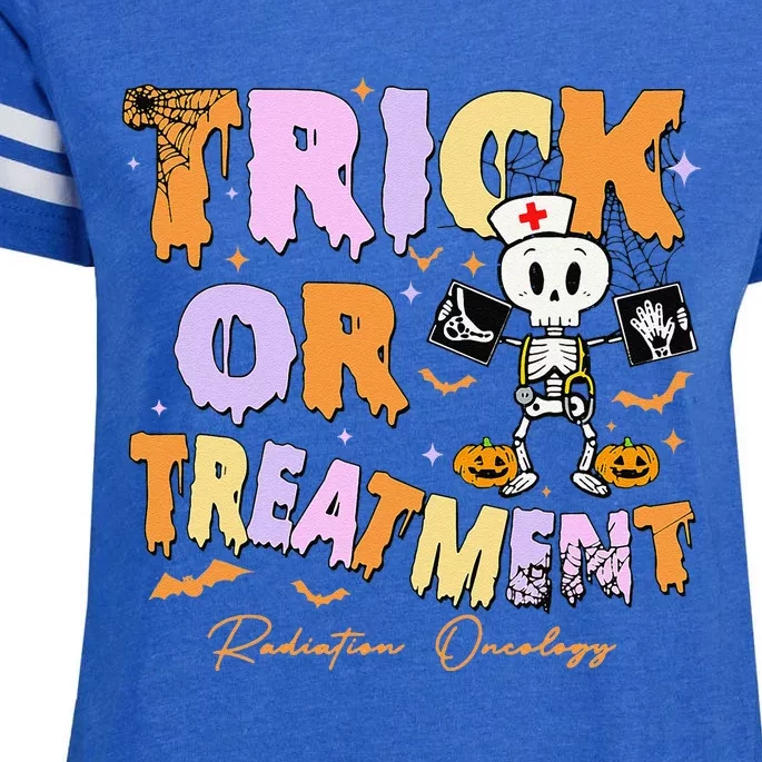 Retro Trick Or Treatment Radiation Oncology Xray Halloween Enza Ladies Jersey Football T-Shirt