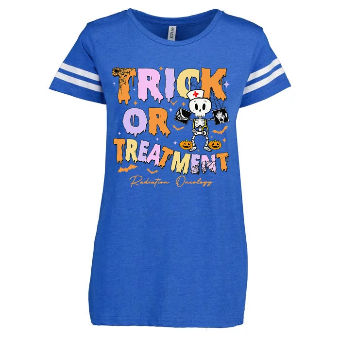 Retro Trick Or Treatment Radiation Oncology Xray Halloween Enza Ladies Jersey Football T-Shirt