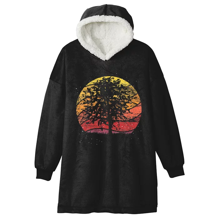 Retro Trees Outdoor Wild Nature Wildlife Forest Hooded Wearable Blanket