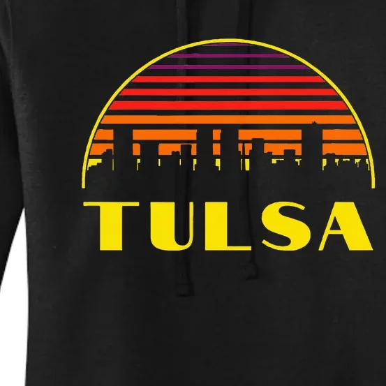 Retro Tulsa Oklahoma Downtown Skyline Women's Pullover Hoodie