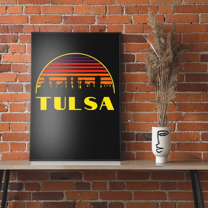 Retro Tulsa Oklahoma Downtown Skyline Poster