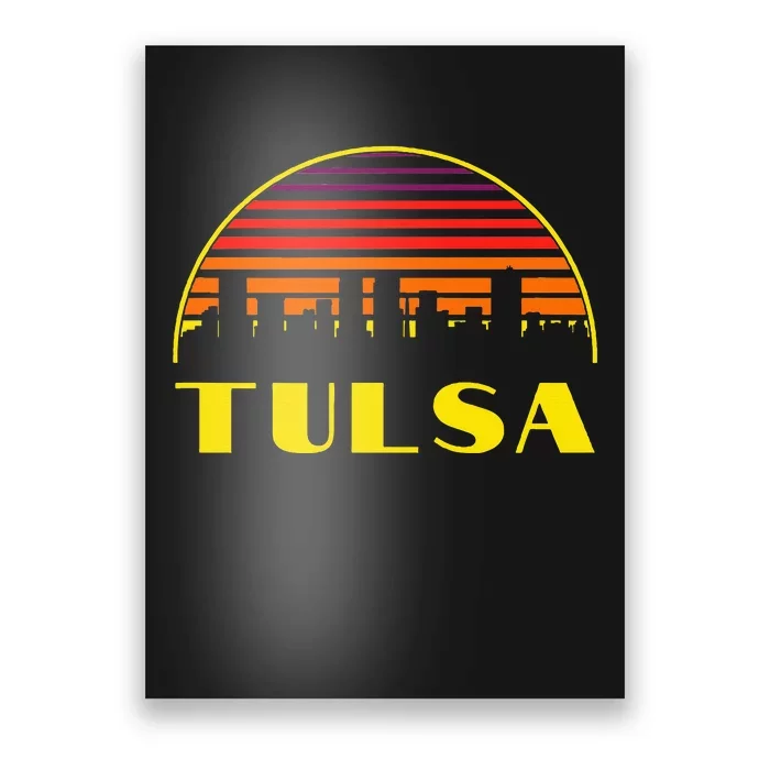 Retro Tulsa Oklahoma Downtown Skyline Poster