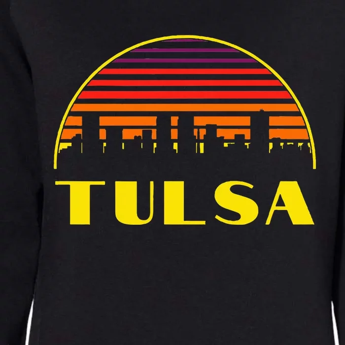 Retro Tulsa Oklahoma Downtown Skyline Womens California Wash Sweatshirt